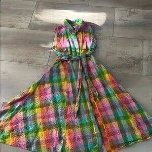 Multicolor Plaid Sleeveless Maxi Dress